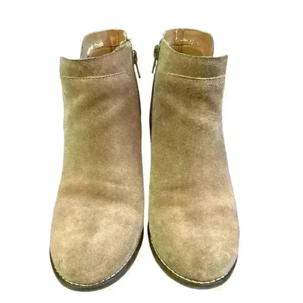 Lucky Brand Tan Round toe BOOTIES BOOTS SUEDE WEDGE HEEL 9 - Picture 2 of 4